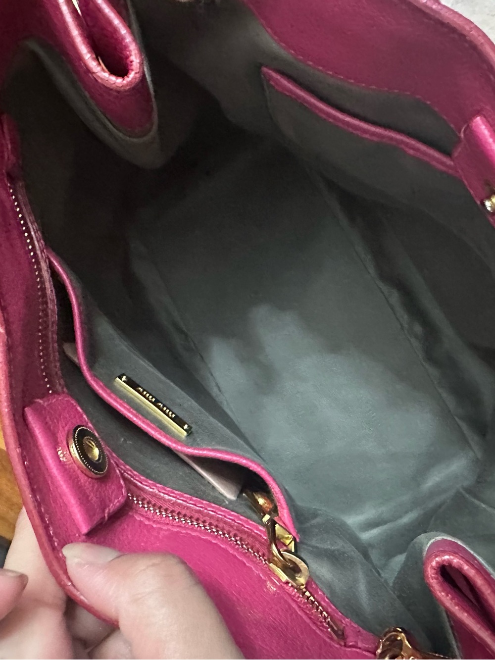 Miu Miu Pink Madras Leather Tote / Crossbody Bag - Picture 8 of 14